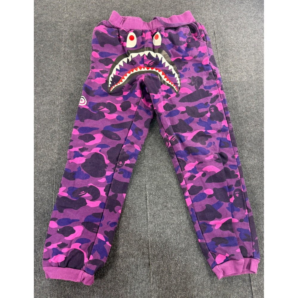 A Bathing Ape BAPE Shark Purple Camo Sweatpants WGM Tiger Joggers Mens XS